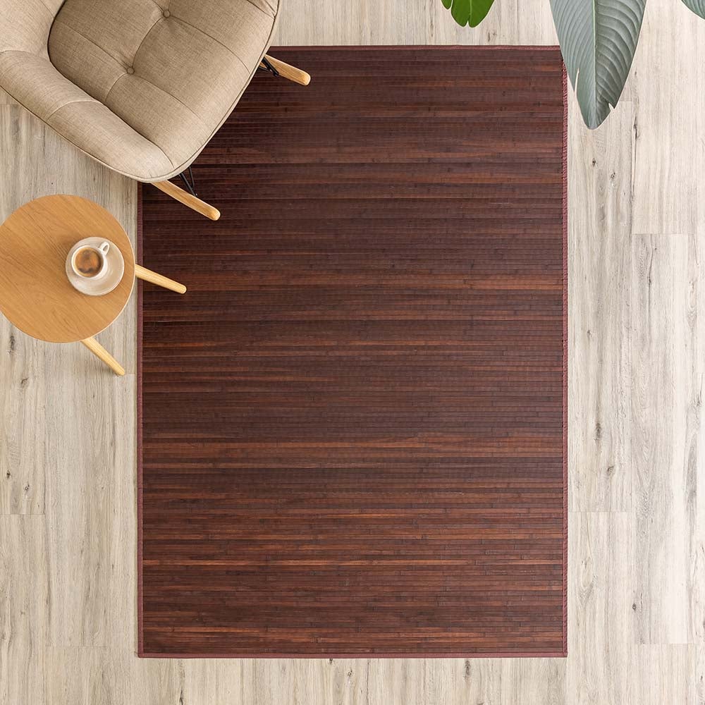 Alfombra de salón de bambú marrón de 250x180 cm