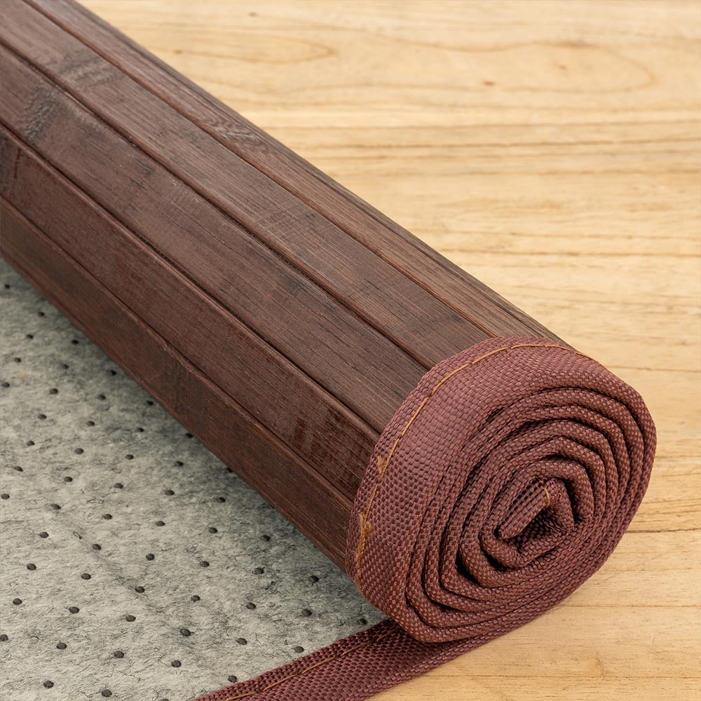 Alfombra de salón de bambú marrón de 250x180 cm