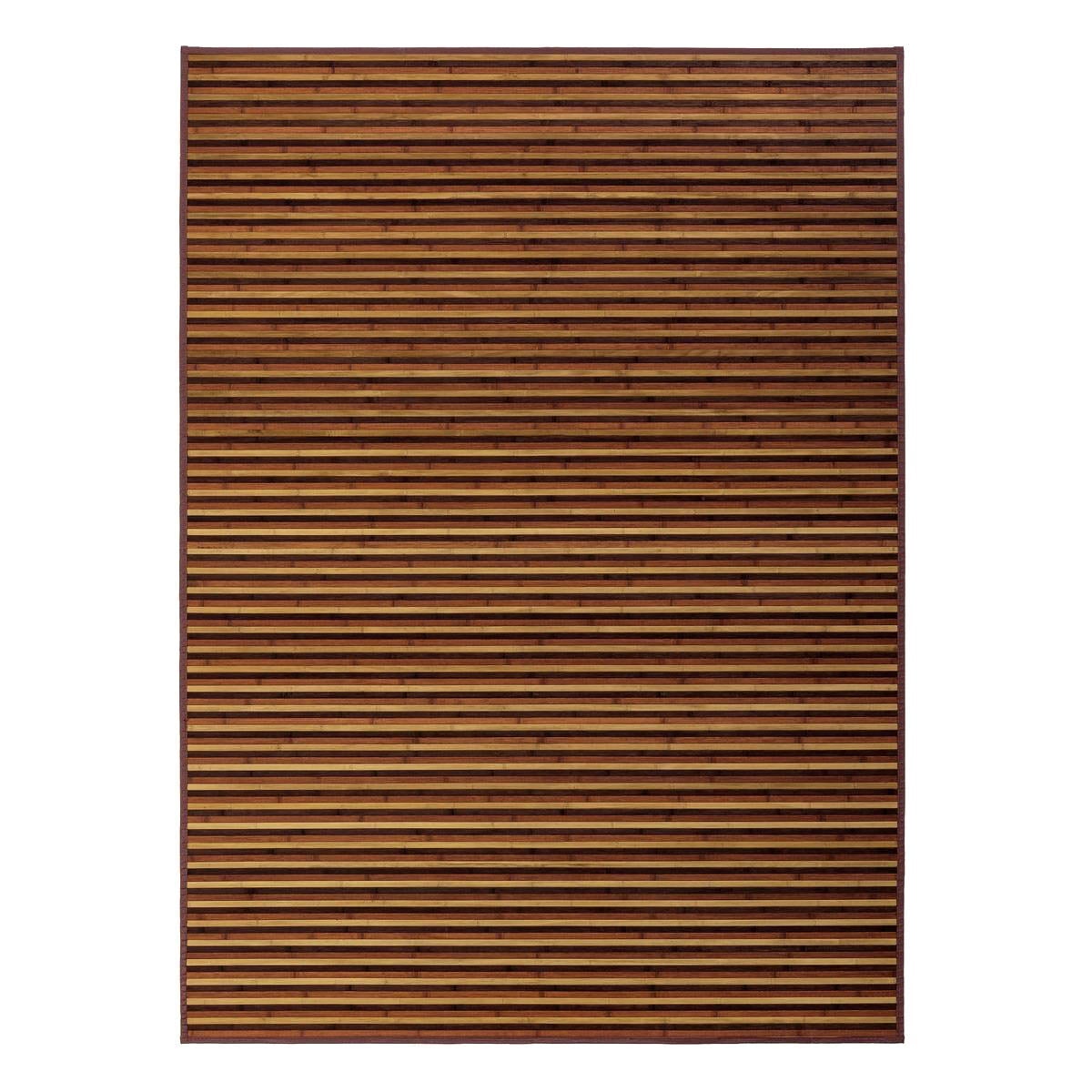 Alfombra de bambú marrón y natural