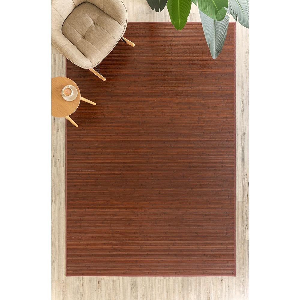 Alfombra de bambú marrón oscuro
