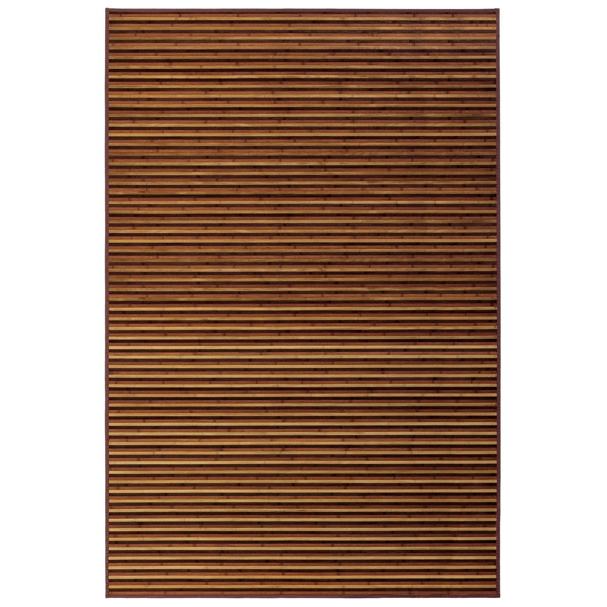 Alfombra de bambú marrón y natural