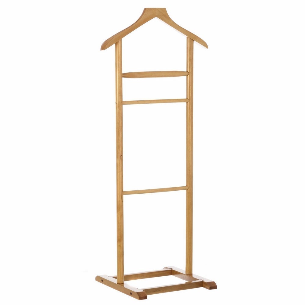 Perchero galán de noche beige de madera de 48x36x107 cm