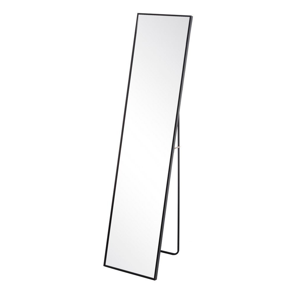 Espejo de pie negro de aluminio de 151x35 cm