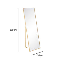 Espejo de pie dorado de aluminio de 160x50 cm