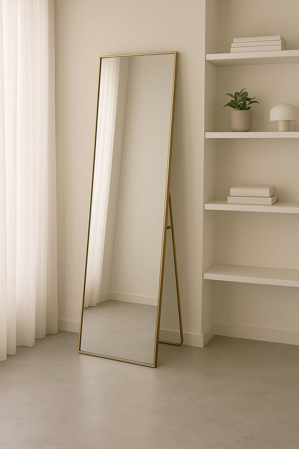 Espejo de pie dorado de aluminio de 160x50 cm