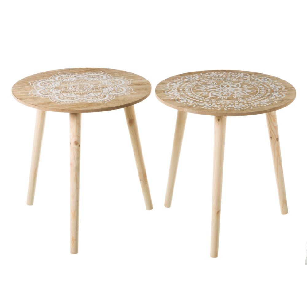 Mesa auxiliar redonda laminada blanca 