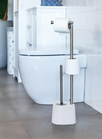 Portarrollos escobillero blanco de acero inoxidable