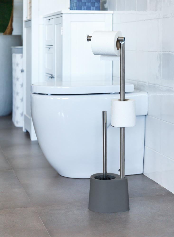 Portarrollos escobillero gris de acero inoxidable