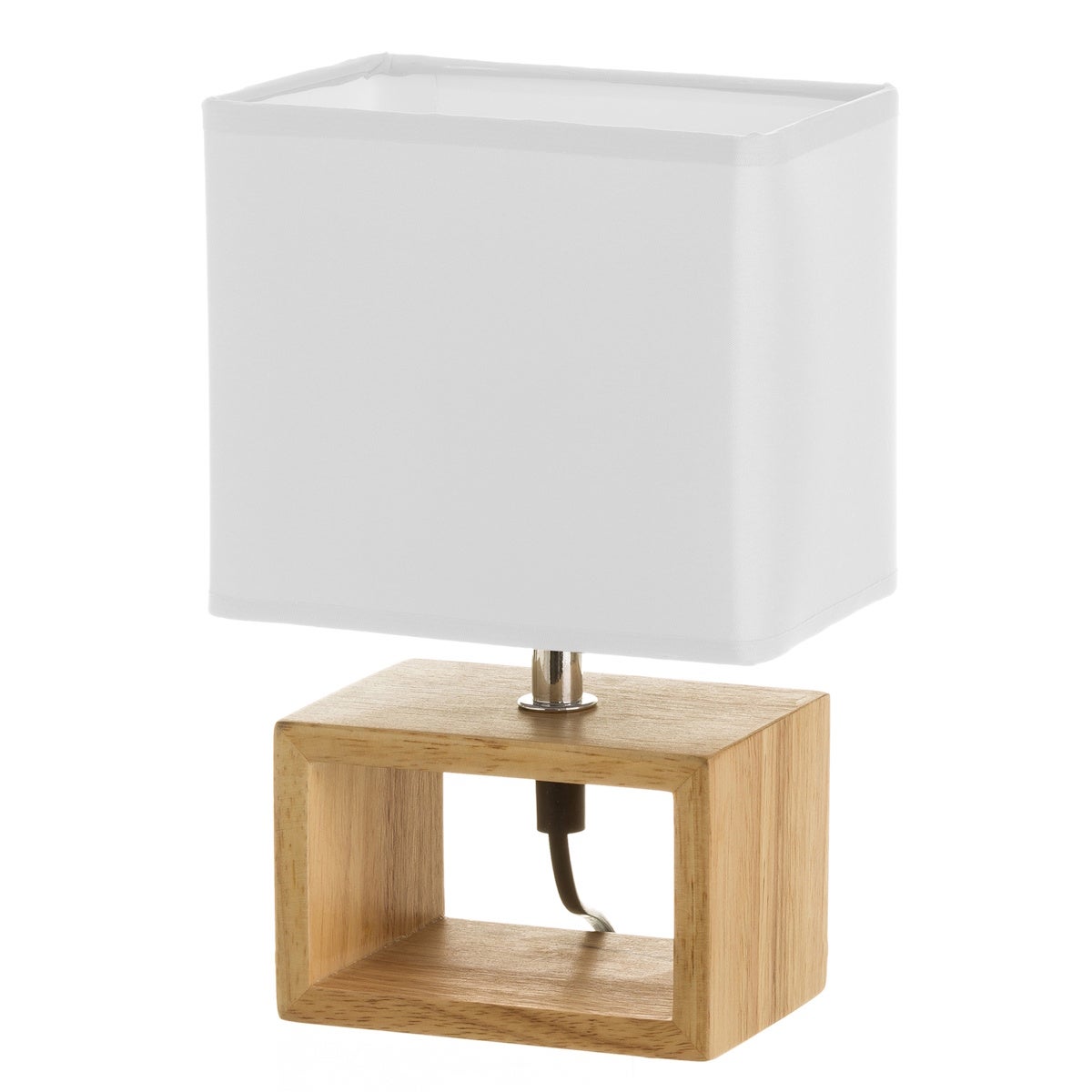 Lámpara de mesita de noche de madera marrón de 24x10x15 cm