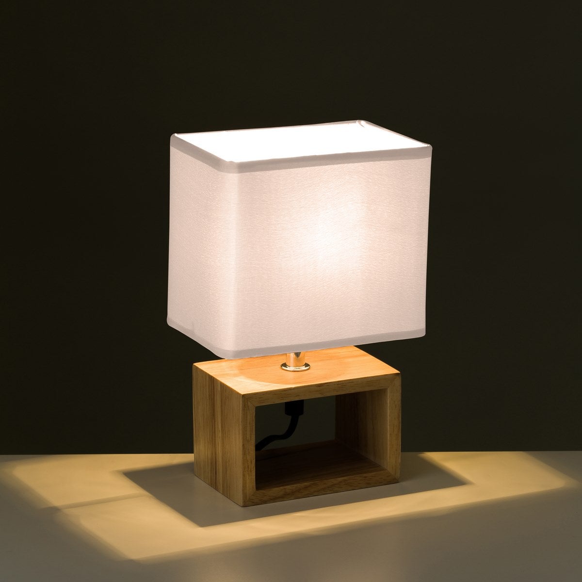 Lámpara de mesita de noche madera 24 cm