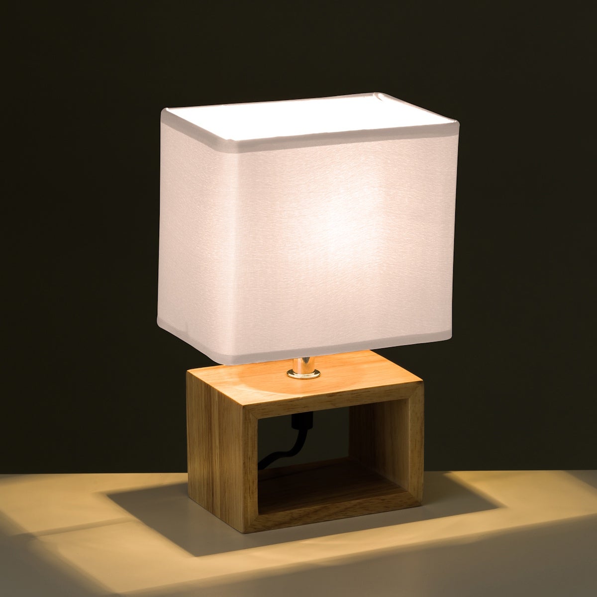 Lámpara de mesita de noche madera 24 cm