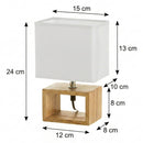 Lámpara de mesita de noche madera 24 cm