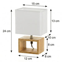 Lámpara de mesita de noche madera 24 cm