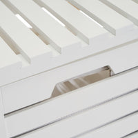 Estantería con cesto de bambú natural blanca de 140x33x34 cm