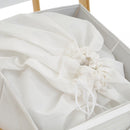 Estantería con cesto de bambú natural blanca de 140x33x34 cm