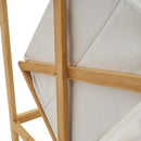 Estantería con cesto de bambú natural blanca de 140x33x34 cm