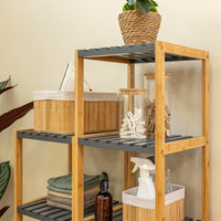 Estantería de bambú gris y natural