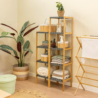 Estantería de bambú gris y natural