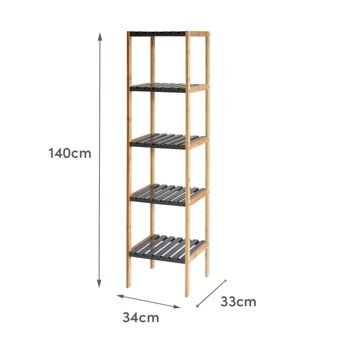 Estantería de bambú gris y natural
