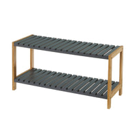 Zapatero de 2 baldas de bambú gris