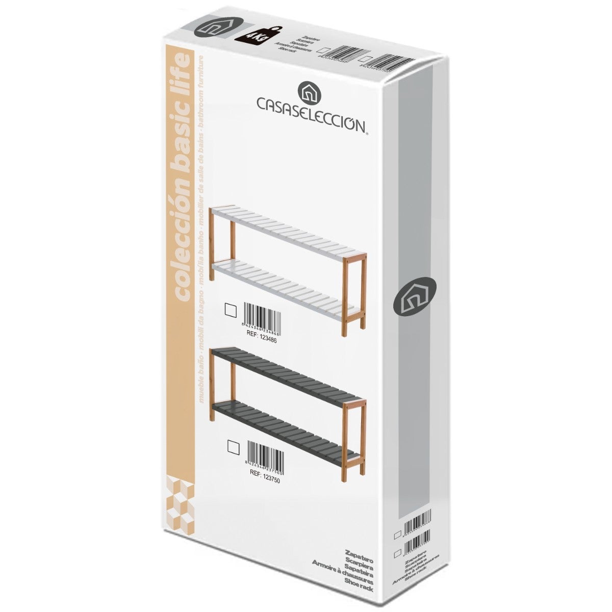 Zapatero de 2 baldas de bambú gris