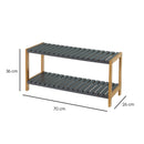 Zapatero de 2 baldas de bambú gris