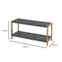 Zapatero de 2 baldas de bambú gris