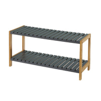 Zapatero de 2 baldas de bambú gris