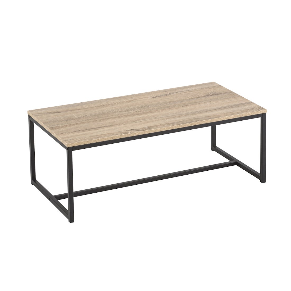 Mesa de centro de acero y madera negra de 36x50x100 cm