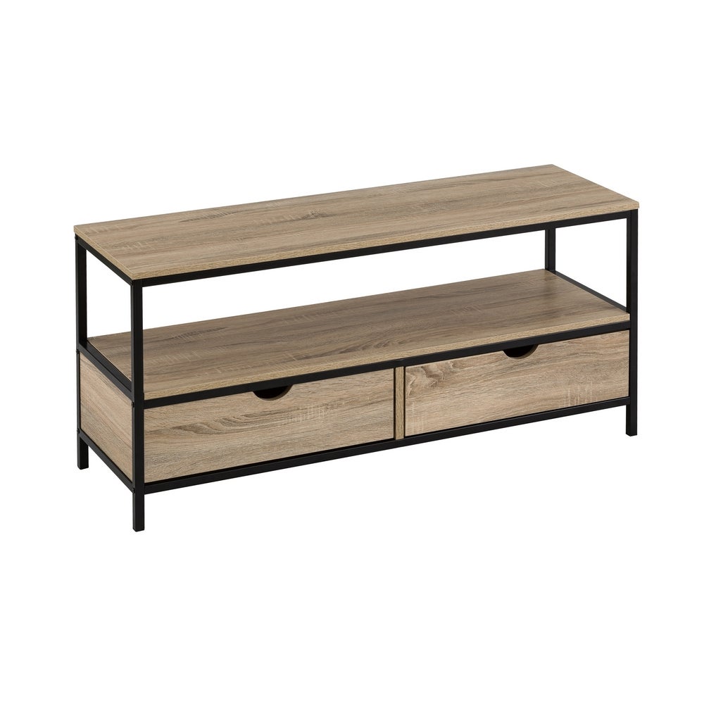 Mueble TV Moderno de Acero Negro con 2 cajones de 57x39x120 cm