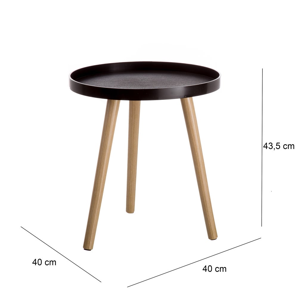 Mesa auxiliar con bandeja negra