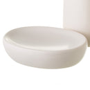 Juego de dispensador y portacepillos de baño de cerámica blanco