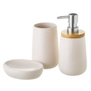 Juego de dispensador y portacepillos de baño de cerámica blanco