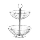 Frutero plateado de metal cromado de 2 alturas