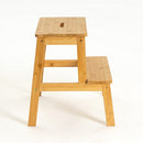 Taburete escalera de 2 peldaños de bambú natural de 47 cm