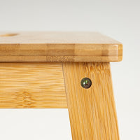 Taburete escalera de 2 peldaños de bambú natural de 47 cm