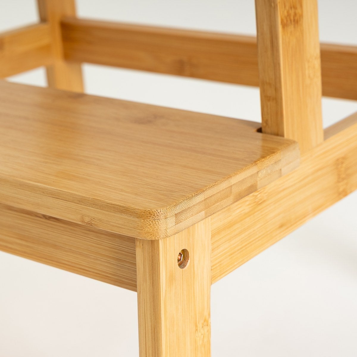 Taburete escalera de 2 peldaños de bambú natural de 47 cm