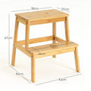 Taburete escalera de 2 peldaños de bambú natural de 47 cm