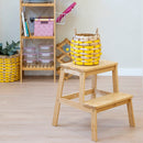 Taburete escalera de 2 peldaños de bambú natural de 47 cm