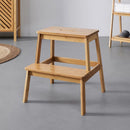 Taburete escalera de 2 peldaños de bambú natural de 47 cm