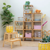 Taburete escalera de 2 peldaños de bambú natural de 47 cm