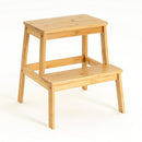Taburete escalera de 2 peldaños de bambú natural de 47 cm