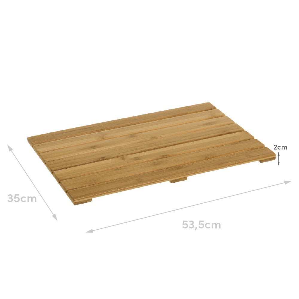 Tarima de ducha antideslizante de lamas de bambú natural de 35x53 cm