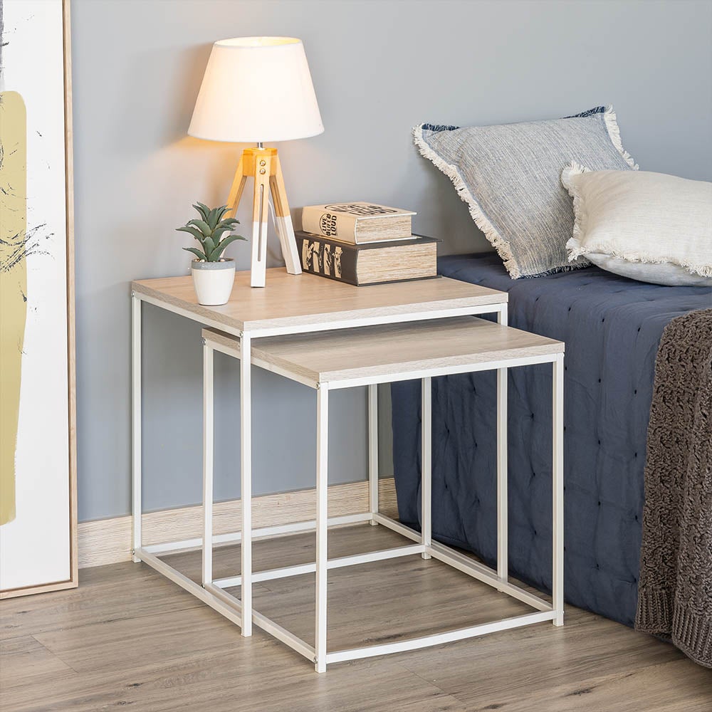Set de 2 Mesa auxiliares auxiliares nido Urban White