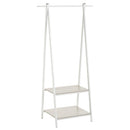 Perchero de madera y metal blanco con barra y baldas