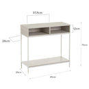 Consola auxiliar blanca de metal y madera de 75x30x80 cm