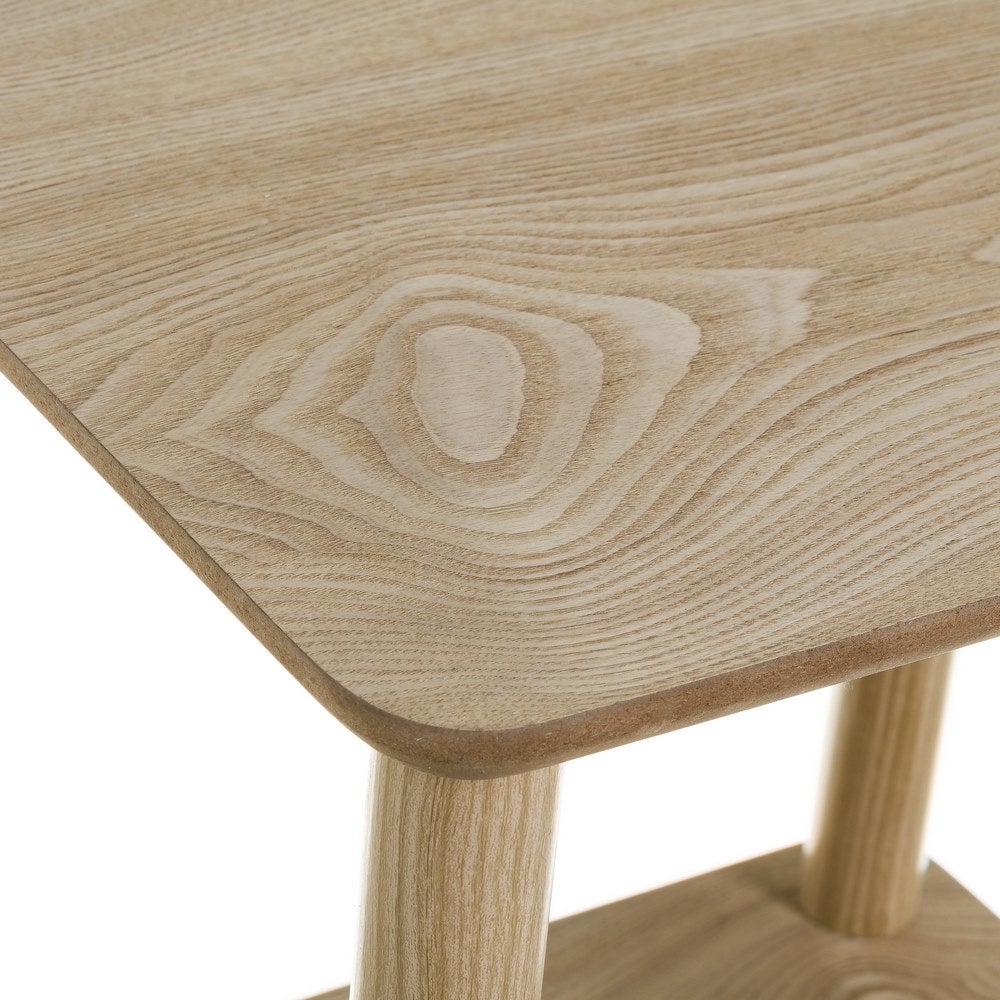 Mesa auxiliar de madera de pino beige de 47x34x40 cm