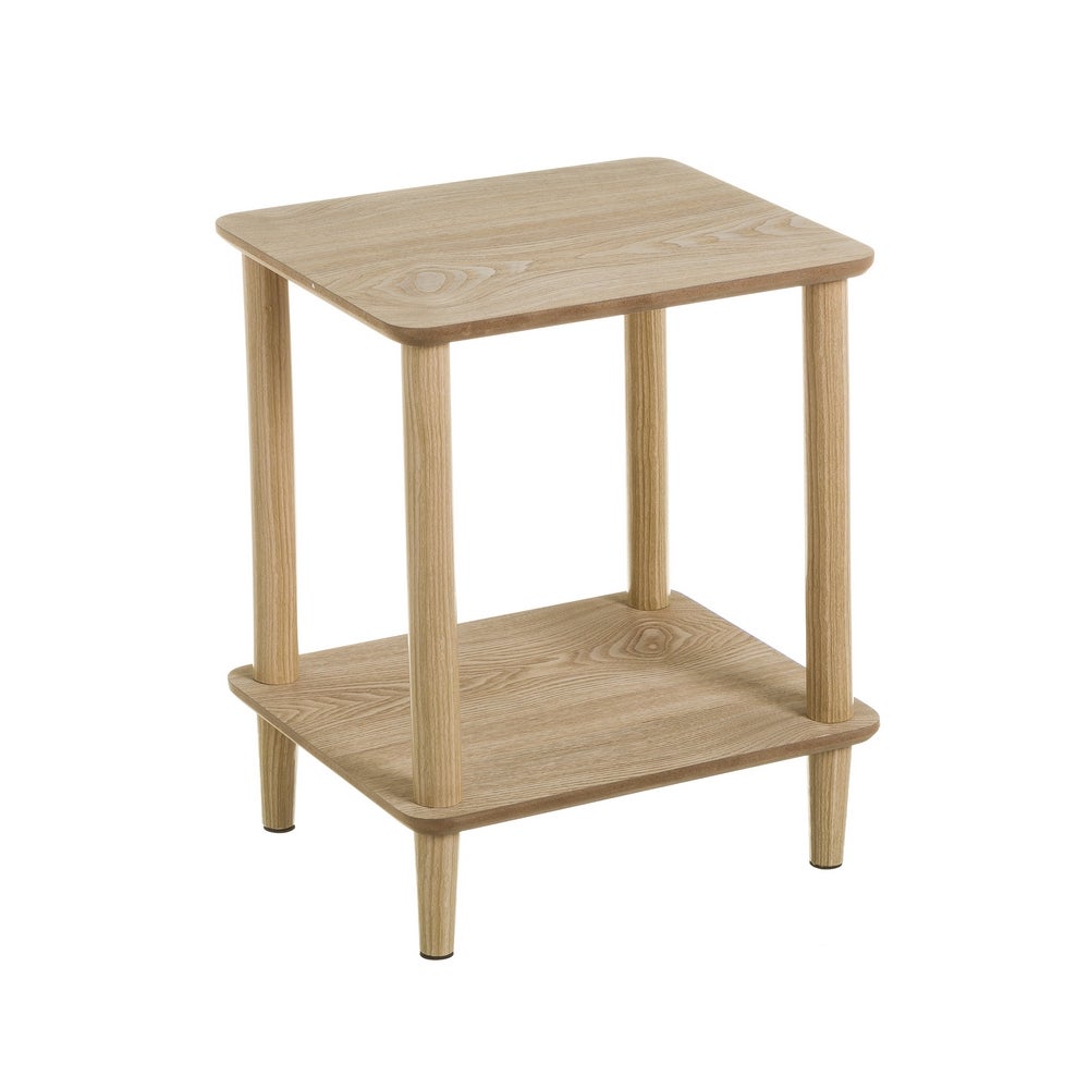 Mesa auxiliar de madera de pino beige de 47x34x40 cm