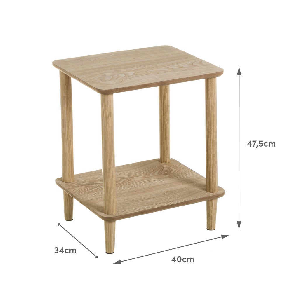 Mesa auxiliar de madera de pino natural