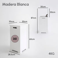 Cesto para la ropa sucia de madera blanco